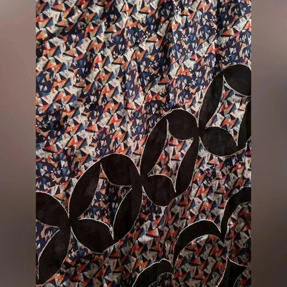 BCBGMaxAzria Sheer Black Boho Intricate Floral Print Kimono With Cap Sleeves; OS - Picture 2 of 6